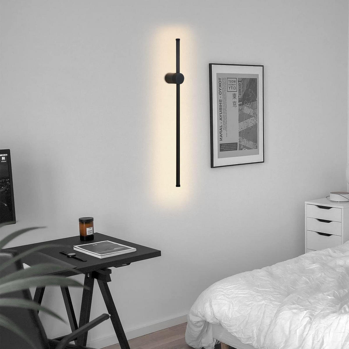 LED nástěnné světlo Yau 60/10/6cm - černá, kov (10/6/60cm) - Nettlife
