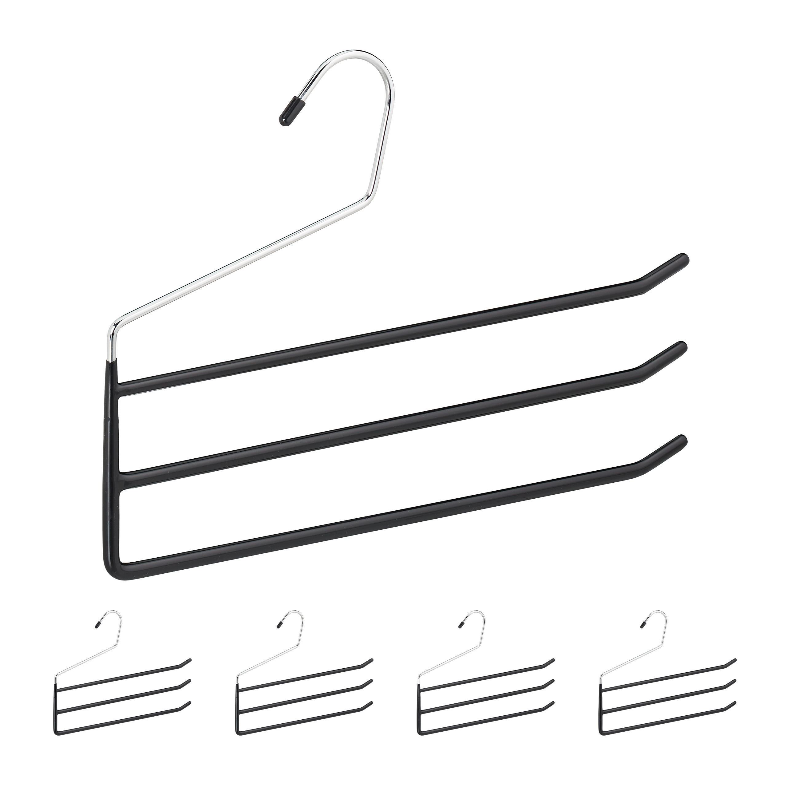 5XOBEŠALNIKI hlač - črna, kovina/umetna masa (33.5/23.5/0.5cm) - Relaxdays