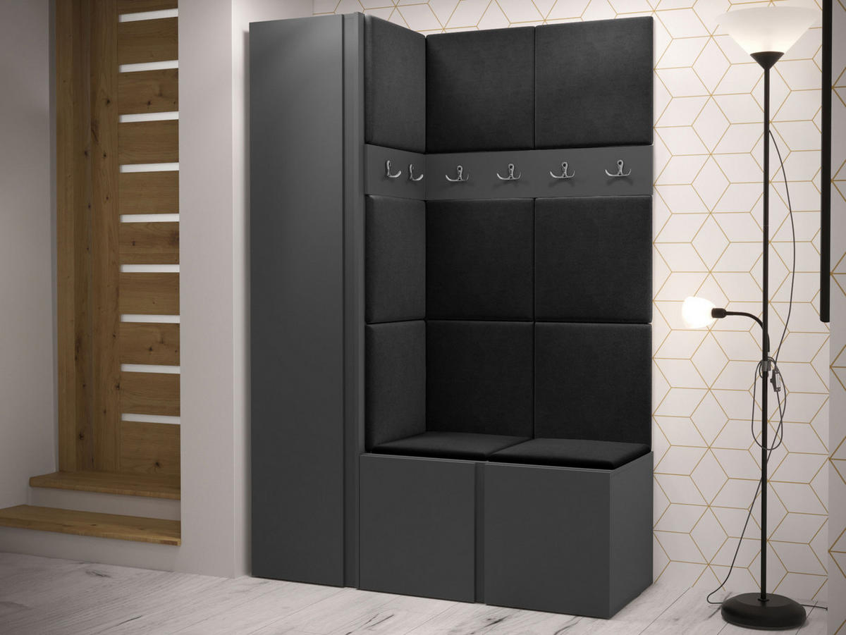 GARDEROBEN-SET Orion IX - Anthrazit/Graphitfarben, Holzwerkstoff/Kunststoff (124/186/46cm) - MIRJAN24