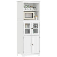 HIGHBOARD DE-11015 2 Nischen & 2 Glastüren mit verstellbaren Böden Weiß - Weiß, Holzwerkstoff (30/162/60cm) - ComfortXL