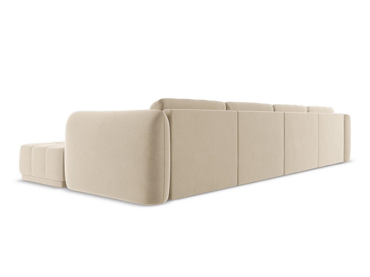 WOHNLANDSCHAFT Samt Stoff Beige - Beige/Creme, Kunststoff/Textil (370/74/170cm) - Makamii