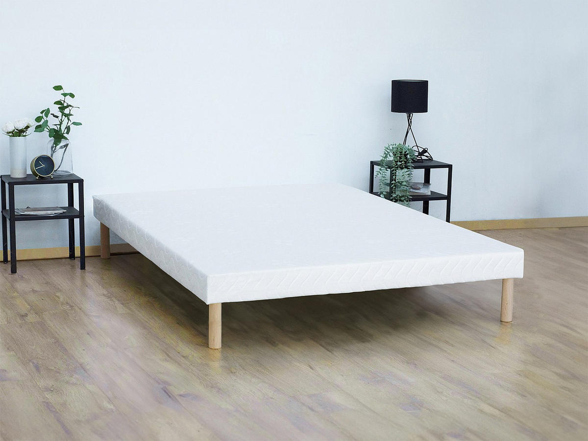 BETTGESTELL mit Lattenrost - 2 Personen - stoff - weiß Asthenis - Weiß, Textil (160/200cm) - Vente-Unique