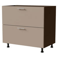 SCHUBLADENUNTERSCHRANK Brerra D2A/90/1A Korpus lava / Front RAL 1019 graubeige Matt 90 / 50 / 82 cm - Dunkelgrau/Graubraun, Holz/Holzwerkstoff (90/82/50cm) - Feldmann-Wohnen