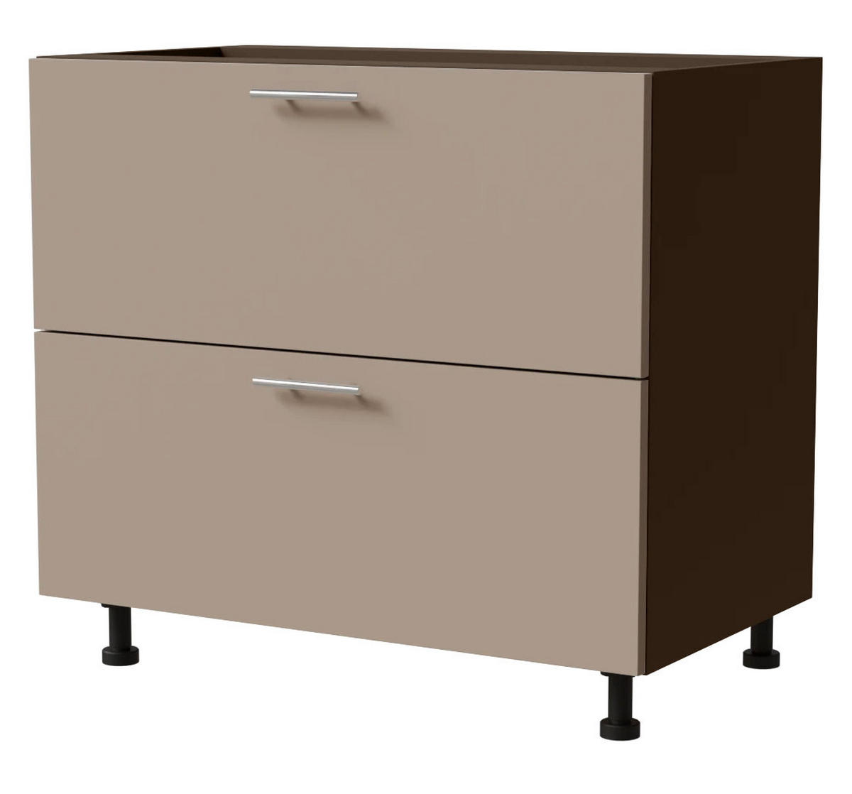 SCHUBLADENUNTERSCHRANK Brerra D2A/90/1A Korpus lava / Front RAL 1019 graubeige Matt 90 / 50 / 82 cm - Dunkelgrau/Graubraun, Holz/Holzwerkstoff (90/82/50cm) - Feldmann-Wohnen