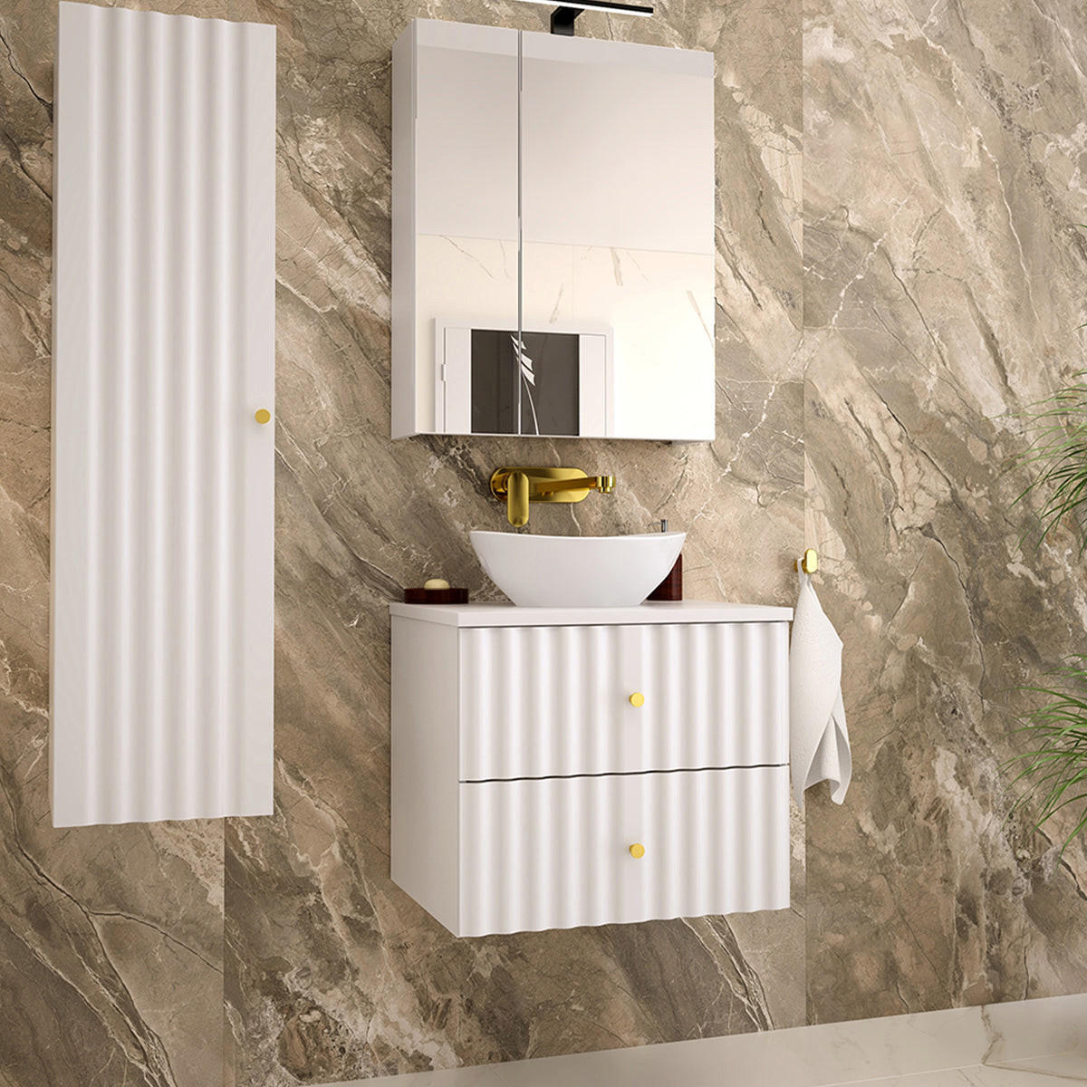 DONJI ELEMENT ZA UMIVAONIK 60.6cm Izae Bijeli - bijela, drvni materijal (60.6/52.2/46.5cm) - Petits-meubles