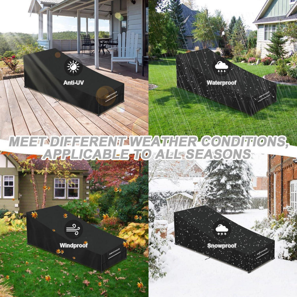 ABDECKHAUBE Sonnenliege 210x80x40/80 cm 420D Oxford Gewebe - Schwarz, Textil (80/40/210cm)