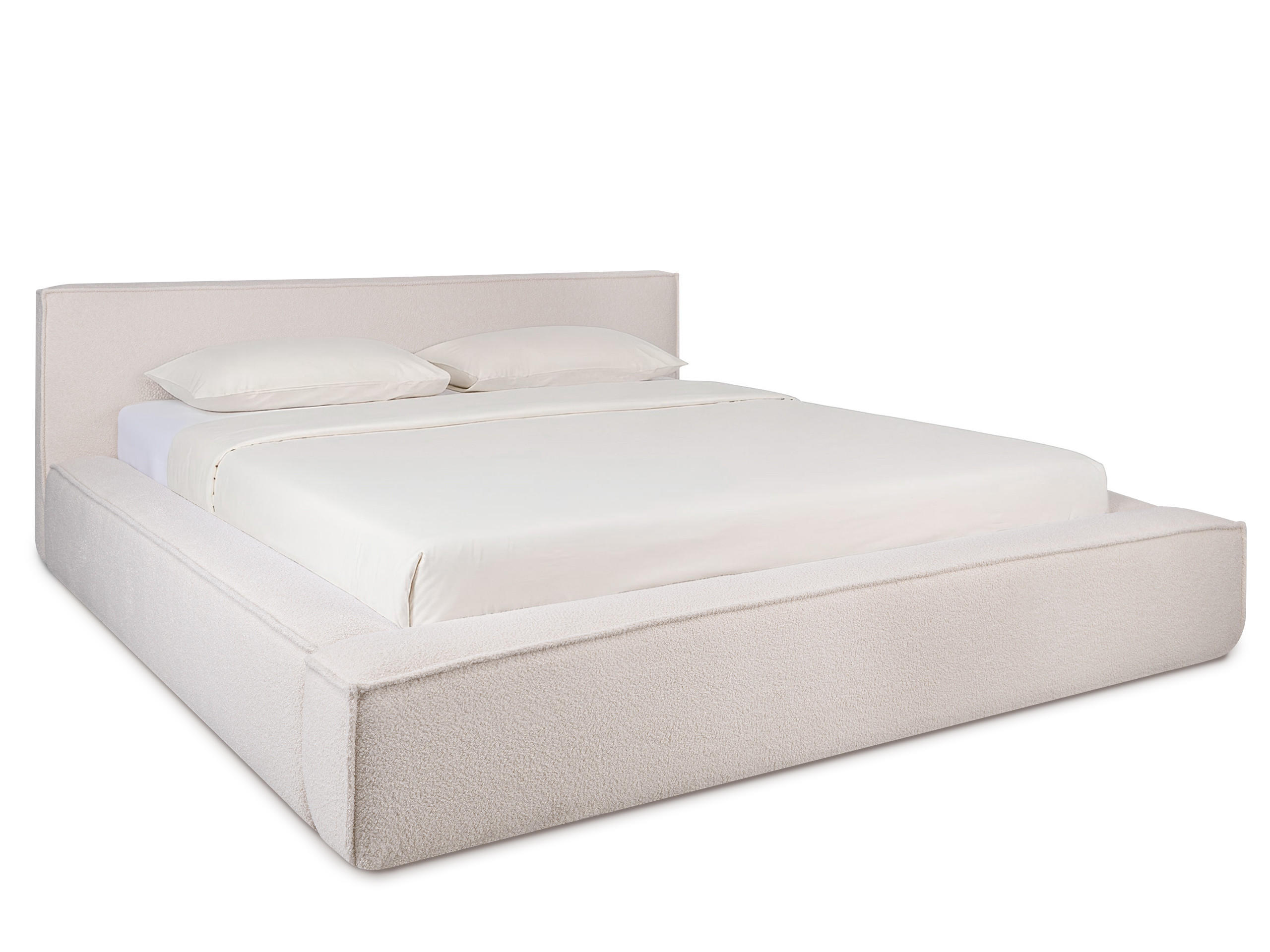 POLSTERBETT Marla Hellbeige 200/200 cm Boucle mit Bettkasten - Beige, Holz/Textil (200/200cm) - wonello