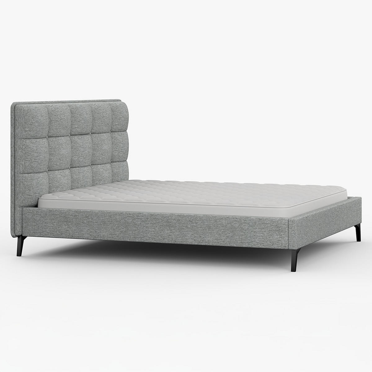 POLSTERBETT SISI, Lattenrost, ohne Bettkasten, gepolsterte Kopfstütze 160/200 in Aschegrau - Hellgrau/Schwarz, Holz/Textil (160/200cm) - imoebel24