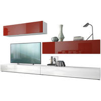 WOHNWAND Nublo Klappen in Bordeaux Hochglanz - Bordeaux, Holzwerkstoff (279/147/39cm) - Vladon