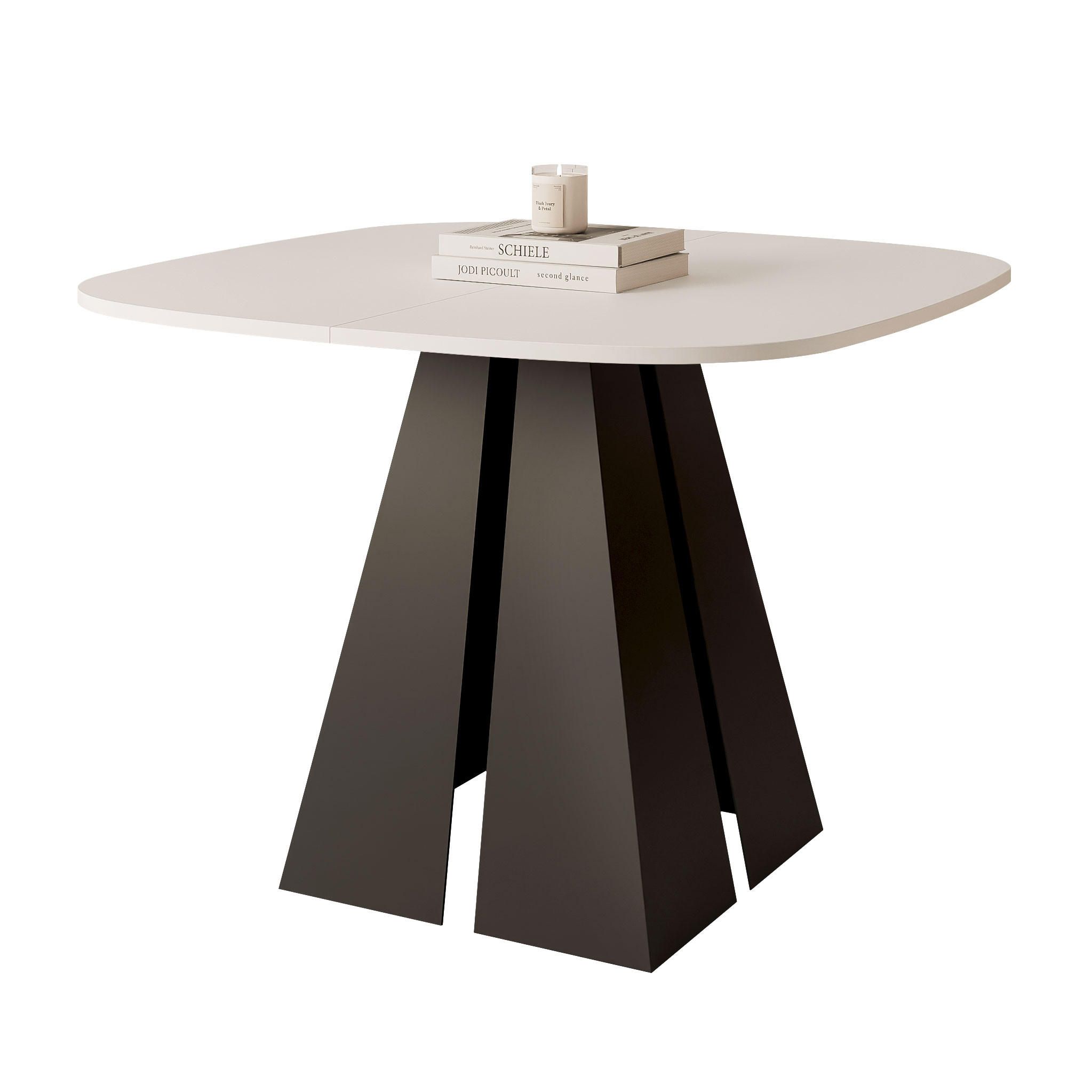 AUSZIEHTISCH ZELO 100/50/76 cm mit Metallgestell, Schwarz / Weiß - Schwarz/Weiß, Holzwerkstoff/Metall (50/100/76cm) - Idohome