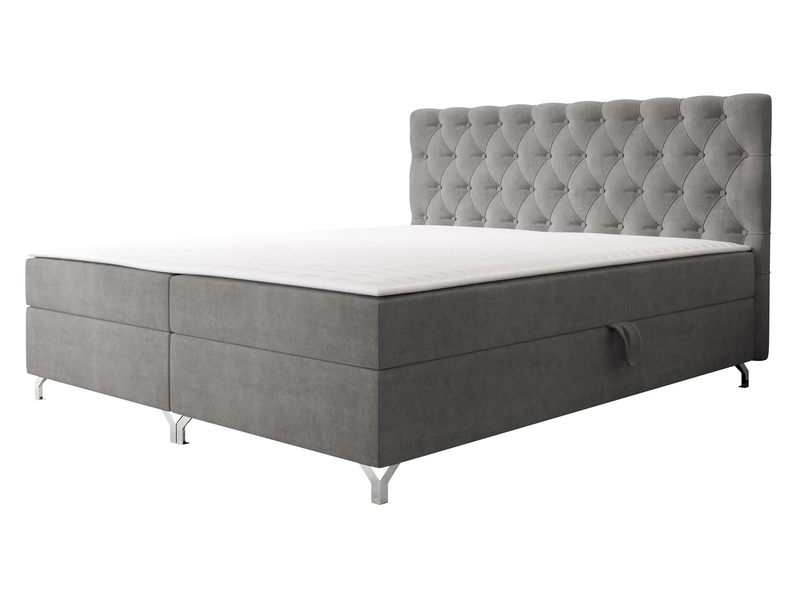 BOXBETT Chester 2 - Silberfarben/Grau, Holz/Textil (140/200cm) - MIRJAN24