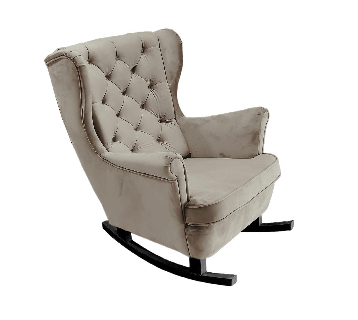 SCHAUKELSESSEL mit gepolstertem Sitz und Armlehnen, 102x81x95 cm, Grau_29842 - Schwarz/Alufarben, Holz/Textil (81/102/95cm) - DomoHome