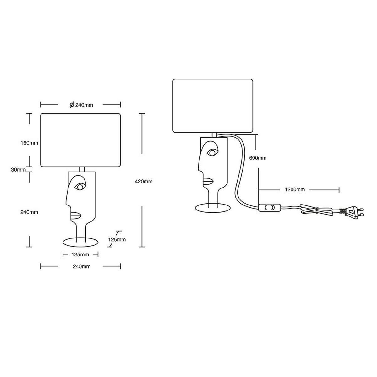 LED TISCHLEUCHTE Metall Schwarz Gesicht-Design - Schwarz, Metall (24/24/42cm)