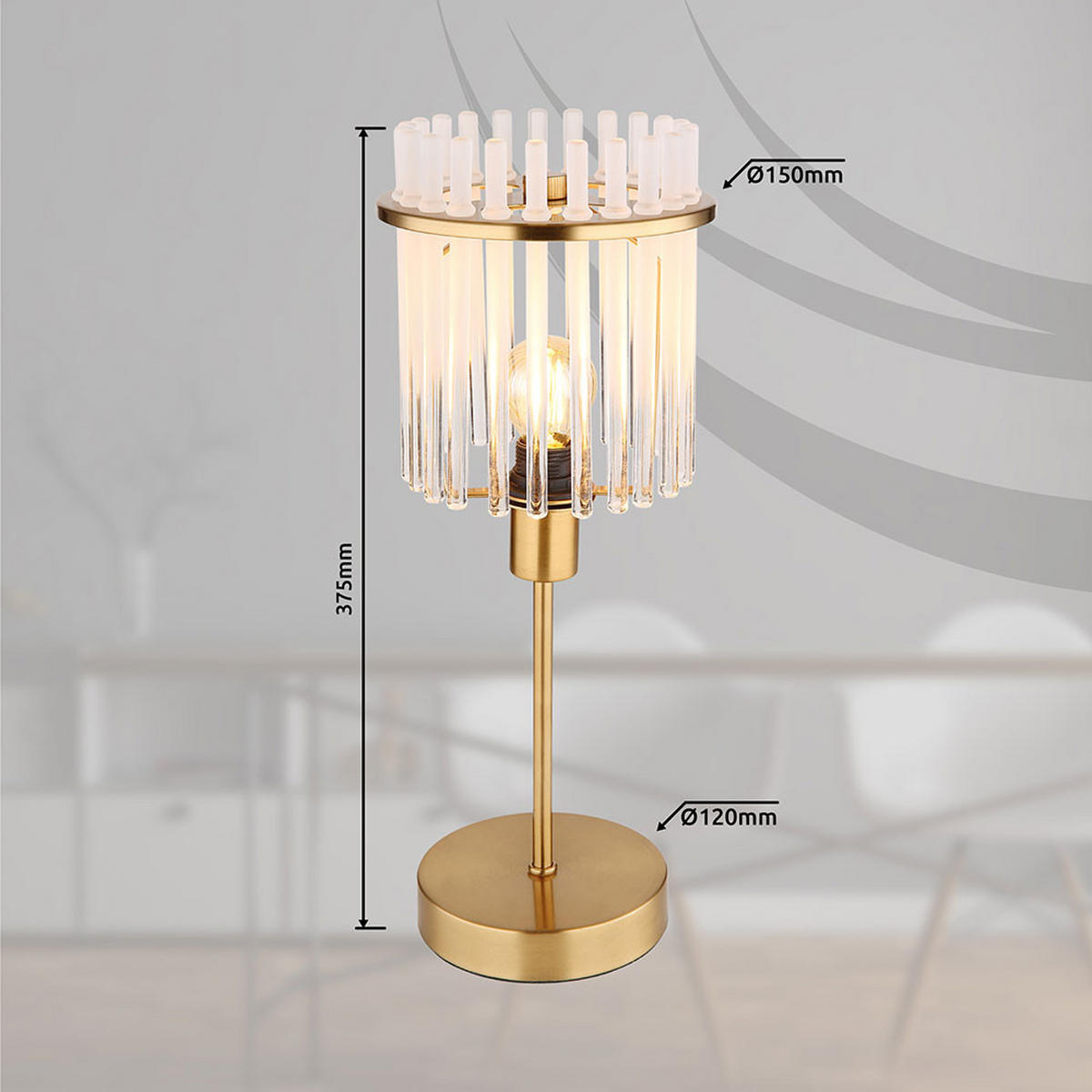 LED TISCHLEUCHTE GORLEY Metall Gold - Goldfarben, Glas (15/15/37.5cm) - Globo Lighting
