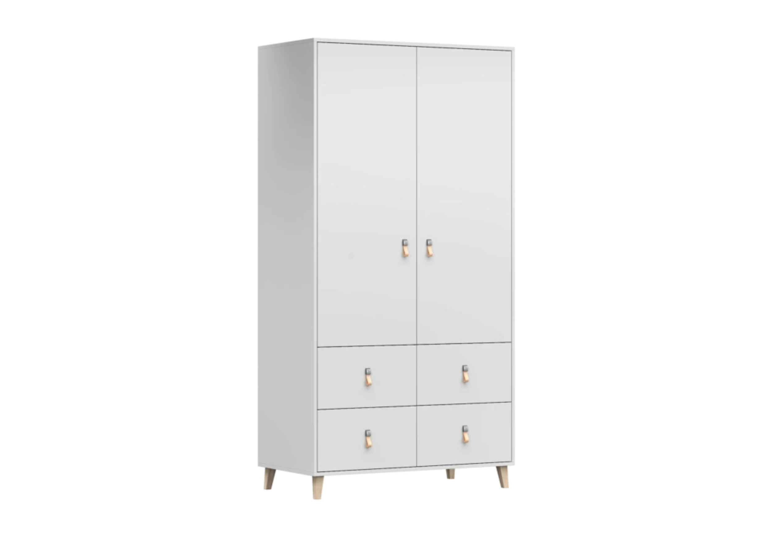 DREHTÜRENSCHRANK - Fago 2D4S - Weiß, Holzwerkstoff/Metall (105/201.5/55cm) - Möblo