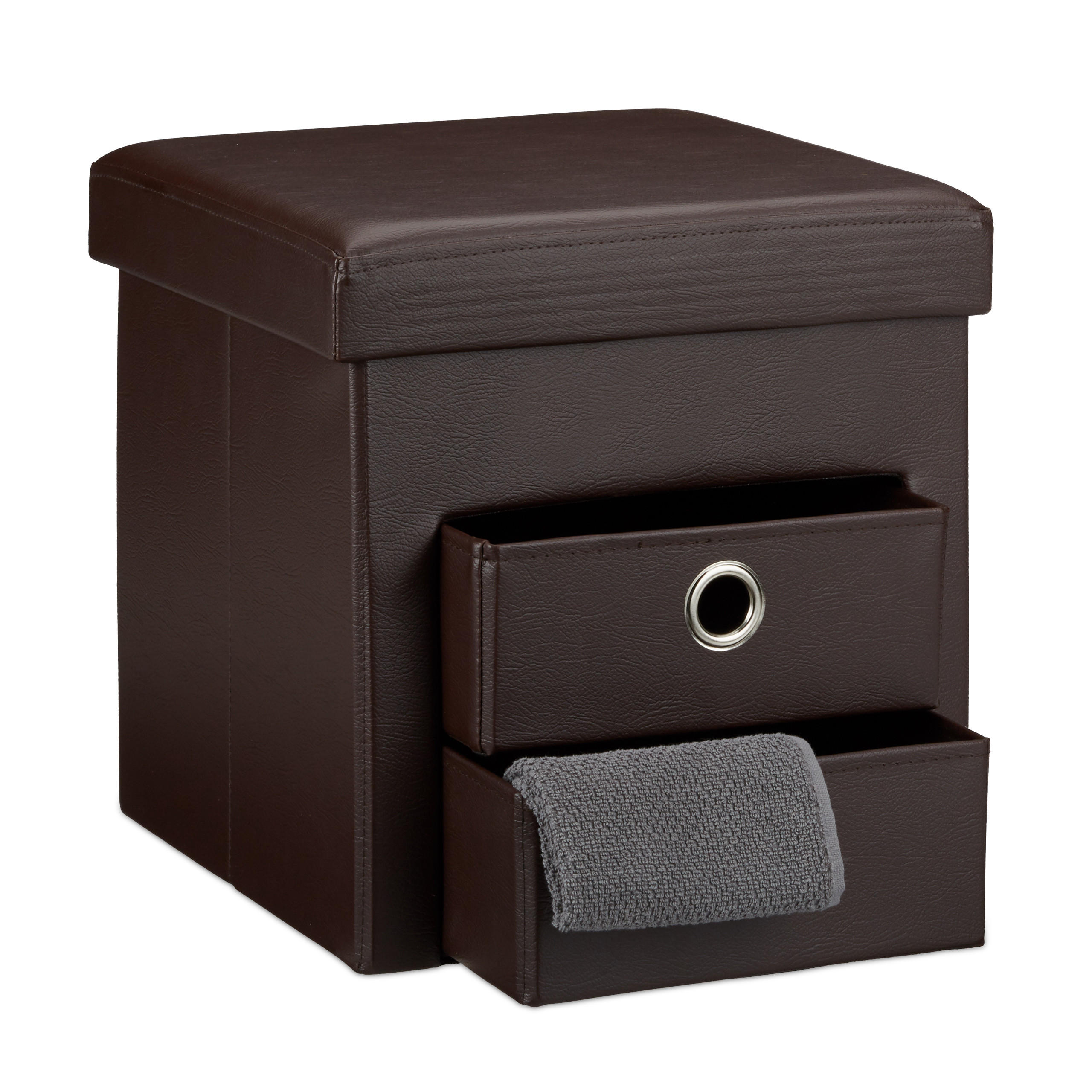 SITZHOCKER - Dunkelbraun, Holzwerkstoff/Kunststoff (38/38/38cm) - Relaxdays