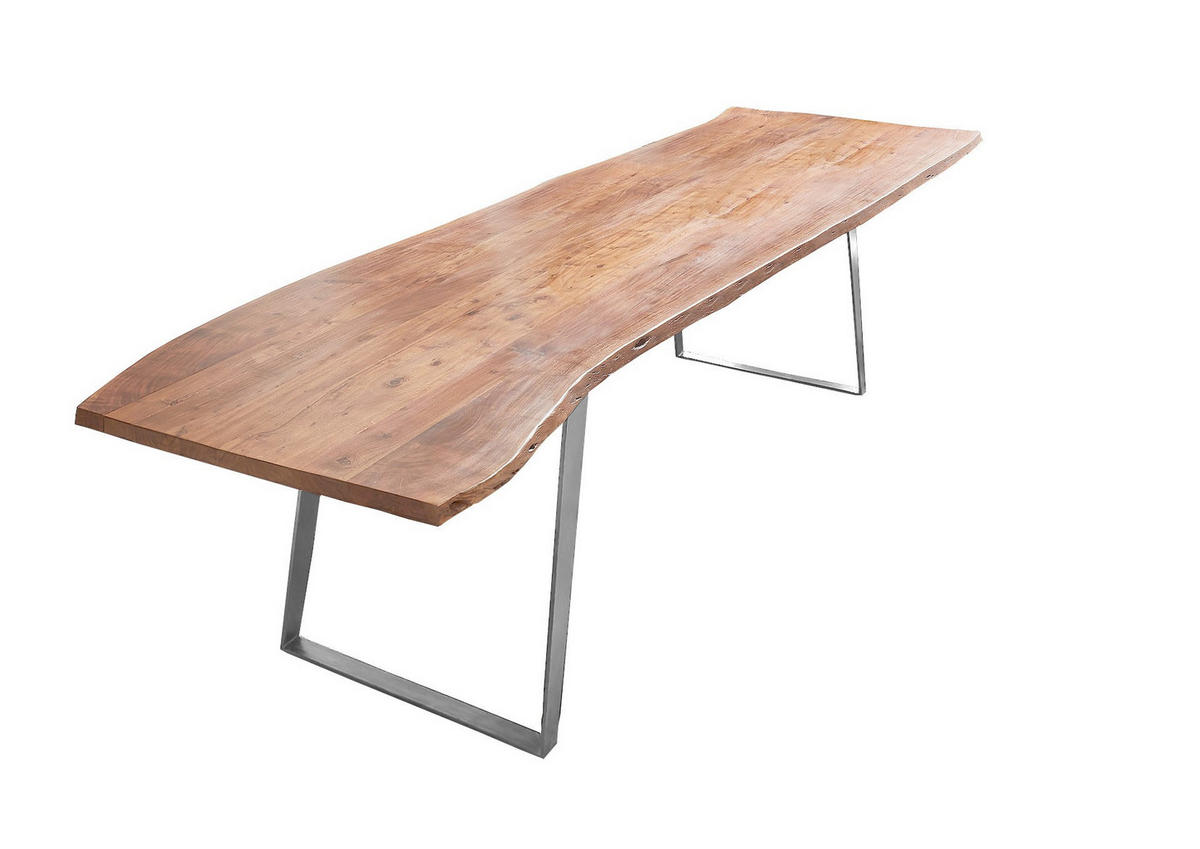ESSTISCH HAVANNA - Beige/Silberfarben, Holz/Metall (100/220/77cm) - SAM