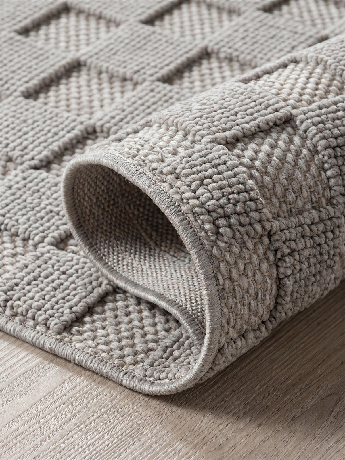 TEPPICH Flachgewebe LANGAU in Silber, mit Schachbrettmuster, 120 x 170 cm - Silberfarben, Textil (120/170cm) - KADIMA DESIGN
