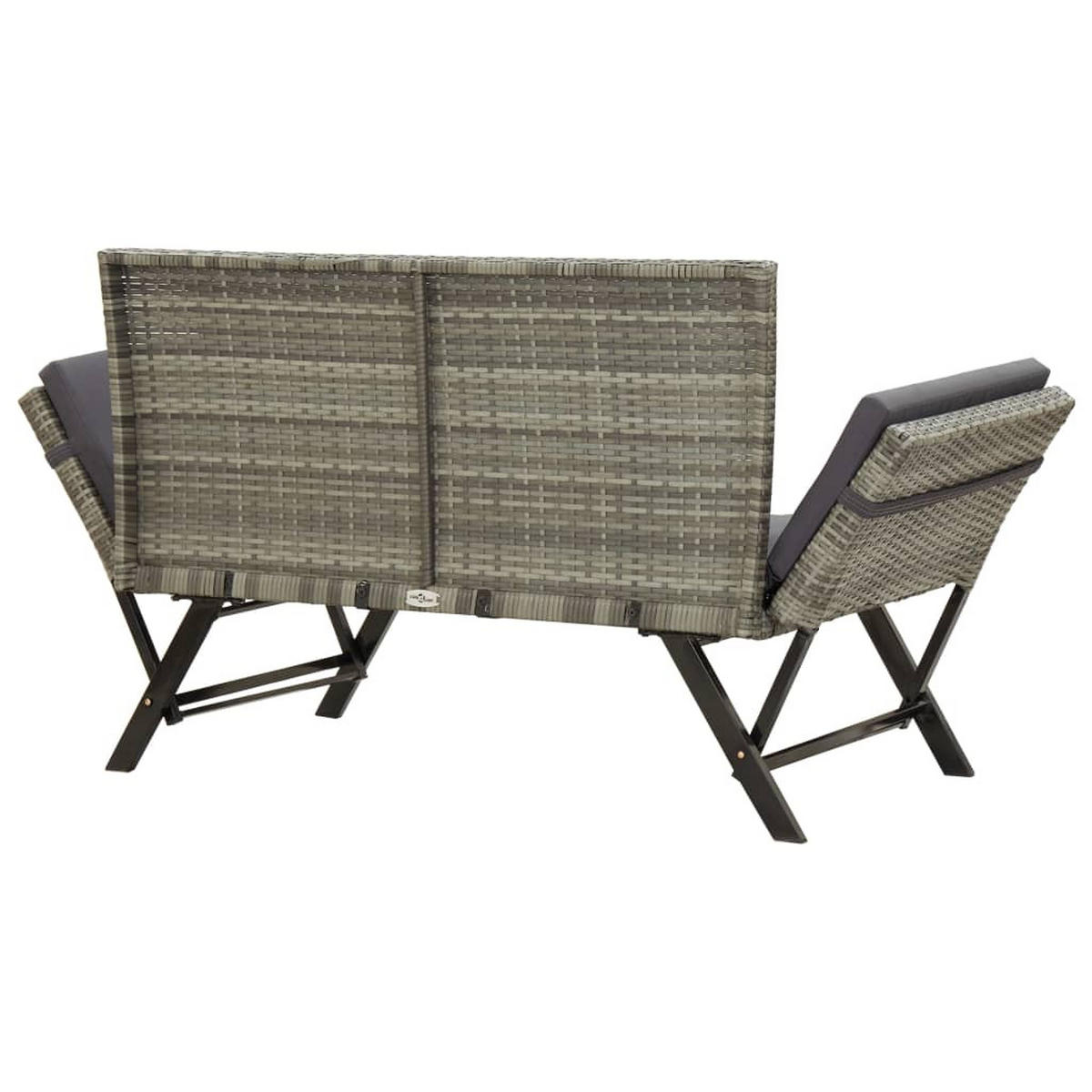 GARTENBANK mit Auflagen 176 cm Grau Poly Rattan - Grau, Holz (130/80/70cm) - furnicato