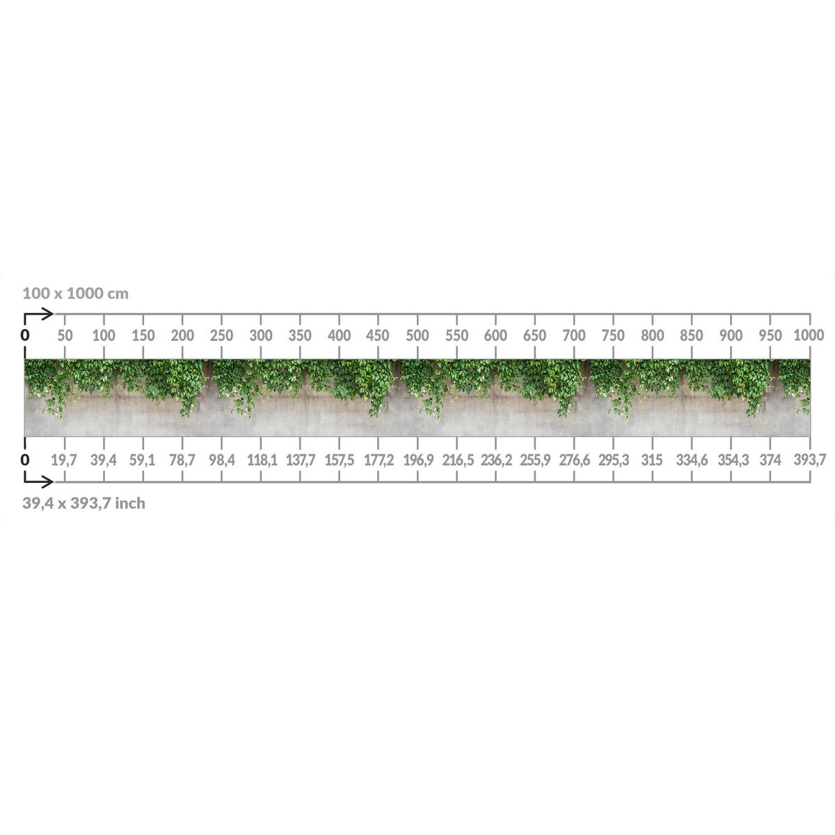 BALKON SICHTSCHUTZ Mauer mit Efeu 400/100 cm - Grün, Kunststoff (400/100cm) - Bilderwelten