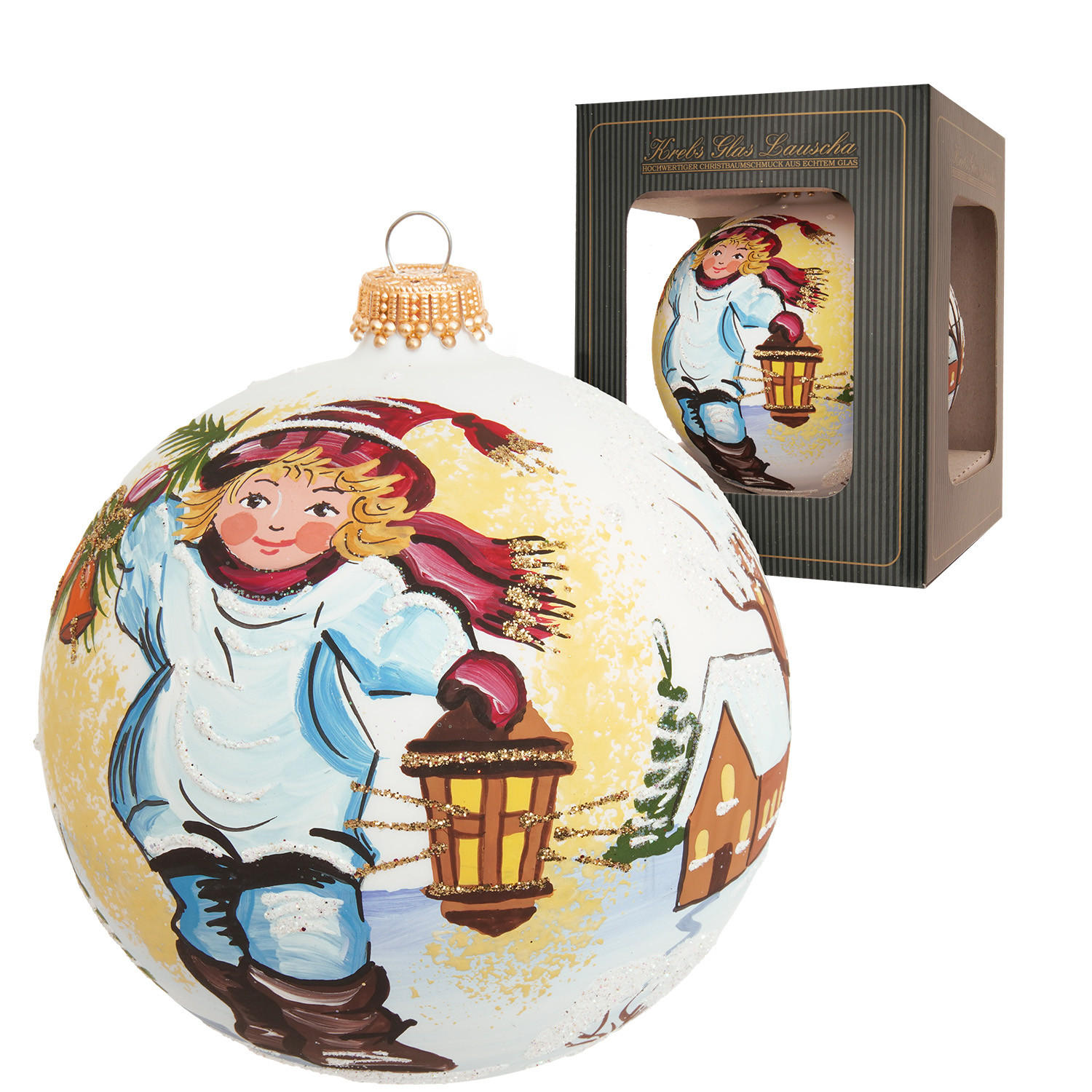 CHRISTBAUMKUGEL Junge mit Laterne Mehrfarbig 10cm (Glas / 1 Stk.) - Multicolor, Glas (10/10/10cm) - Krebs Glas Lauscha