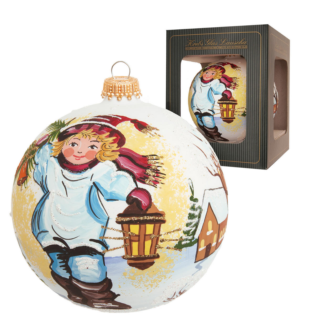 CHRISTBAUMKUGEL Junge mit Laterne Mehrfarbig 10cm (Glas / 1 Stk.) - Multicolor, Glas (10/10/10cm) - Krebs Glas Lauscha