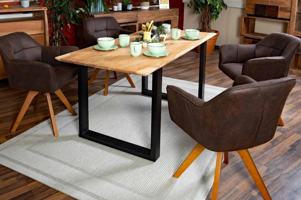 ESSTISCH ATLANTA - Beige/Schwarz, Holz/Metall (100/260/77cm) - SAM