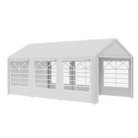 PAVILLON Partyzelt Polyester+Metall Weiß - Silberfarben/Weiß, Kunststoff/Metall (300/280/600cm) - Outsunny