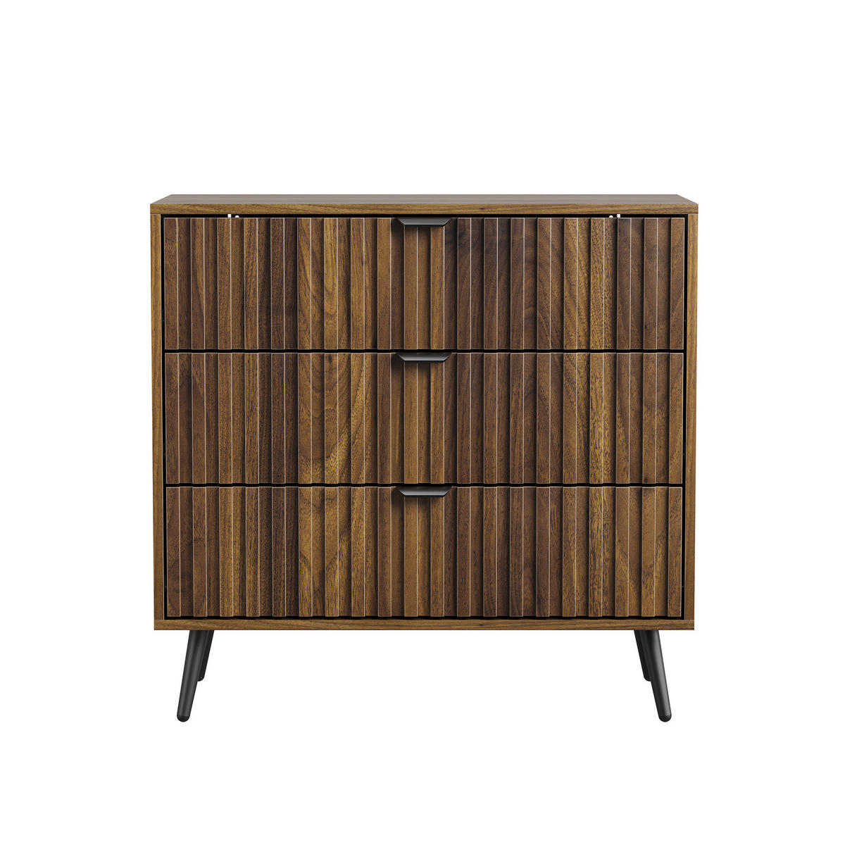 SIDEBOARD 80 cm Walnuss – Sideboard mit 3 Schubladen & Metallbeinen Modern - Walnussfarben/Schwarz, Holzwerkstoff (80/78/38cm) - Urban Meuble