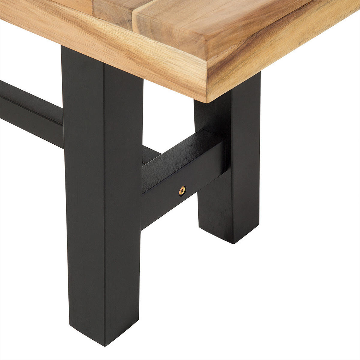 SITZBANK Akazienholz schwarz/hellbraun 140 cm Scania - Hellbraun/Schwarz, Holz (140/45/36cm) - Beliani