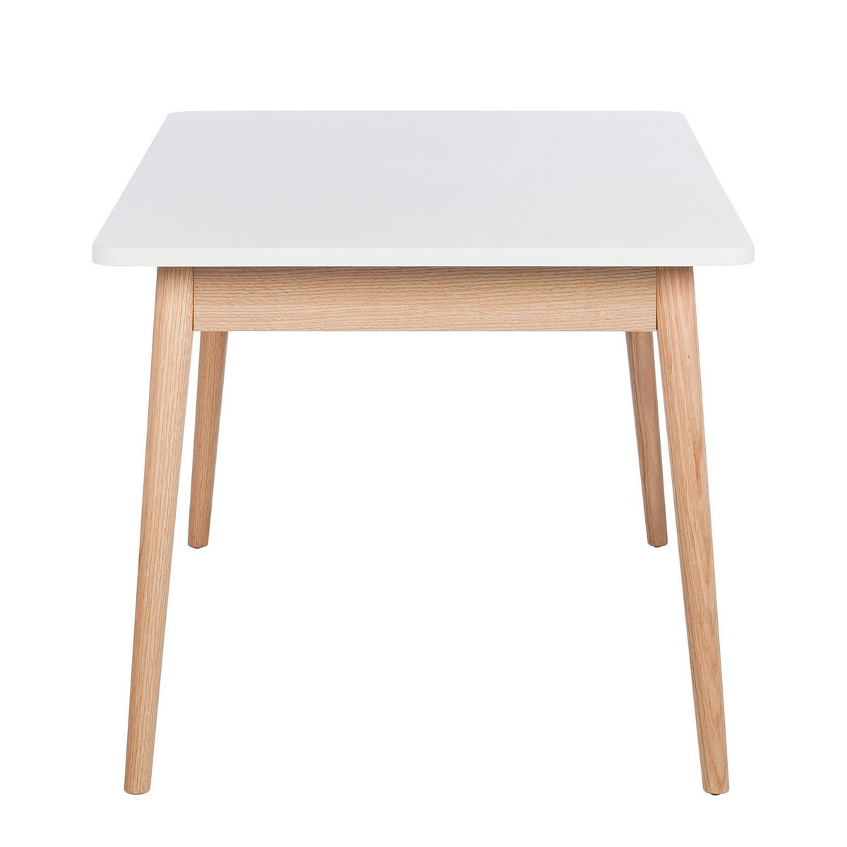 ESSTISCH mit Ausziehfunktion - Eiche teilmassiv - Weiß, Holzwerkstoff (90/160/77cm) - home24