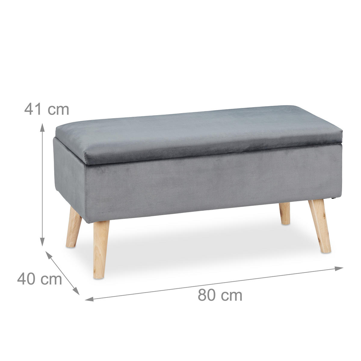 SITZBANK - Anthrazit, Holz/Holzwerkstoff (80/41/40cm) - Relaxdays