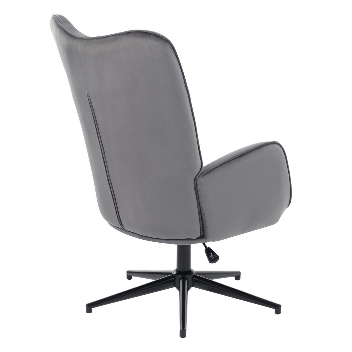 SESSEL, 360° drehbar, höhenverstellbar, grauer Samt - Dunkelgrau/Schwarz, Holz/Metall (70/100/80cm) - Urban Meuble