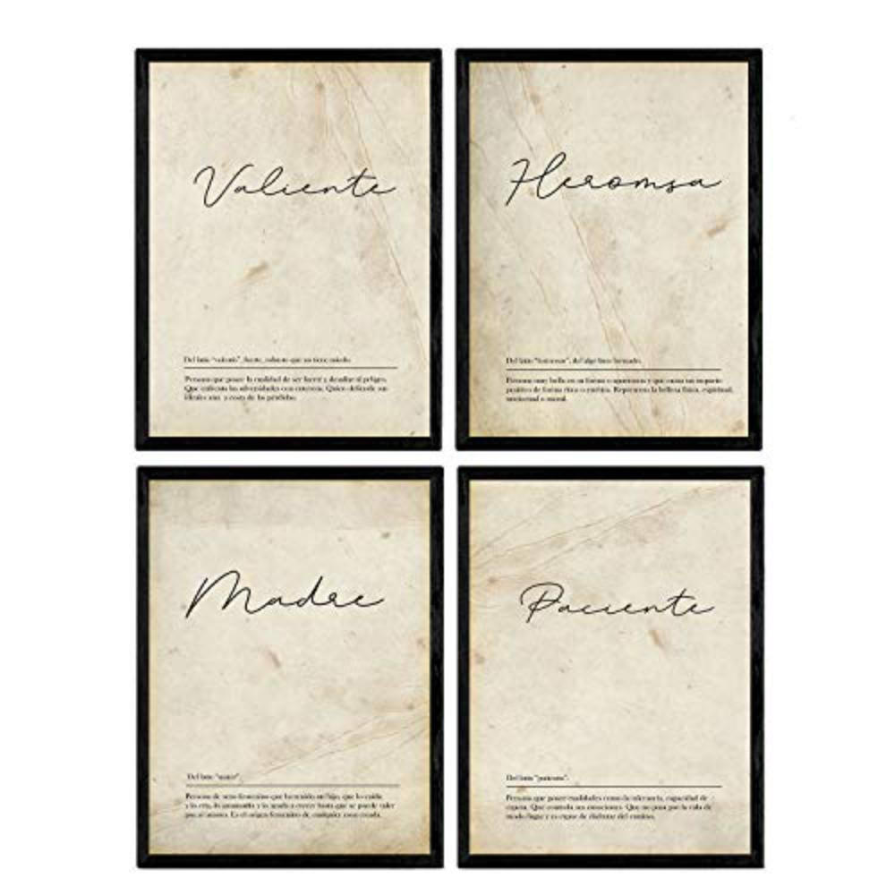 POSTER Set mit 4 Wortdefinitionen Mutter Weißen Nordic A4 Rahmenlos - Klar, Papier (29.7/3cm) - Nacnic