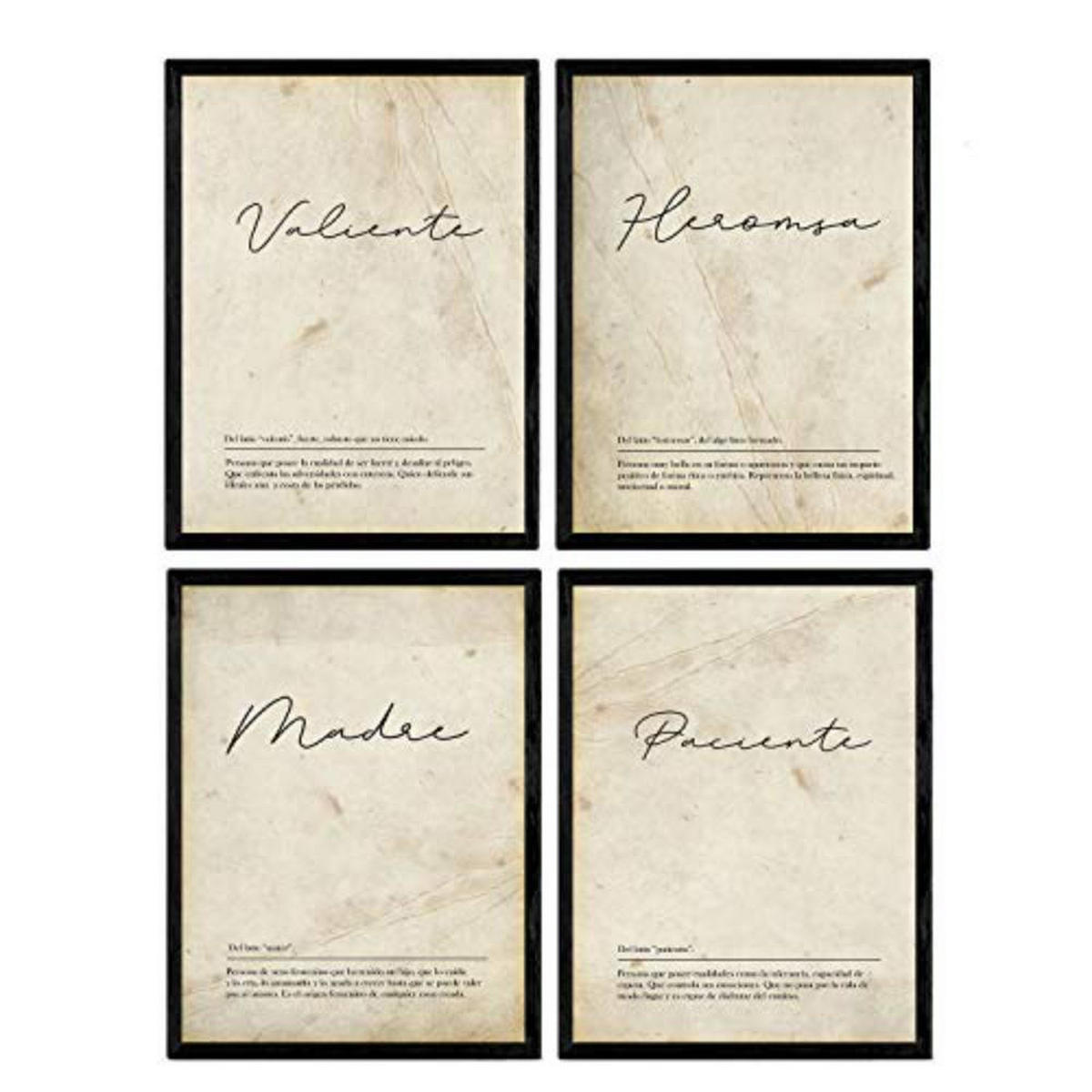 POSTER Set mit 4 Wortdefinitionen Mutter Weißen Nordic A4 Rahmenlos - Klar, Papier (29.7/3cm) - Nacnic