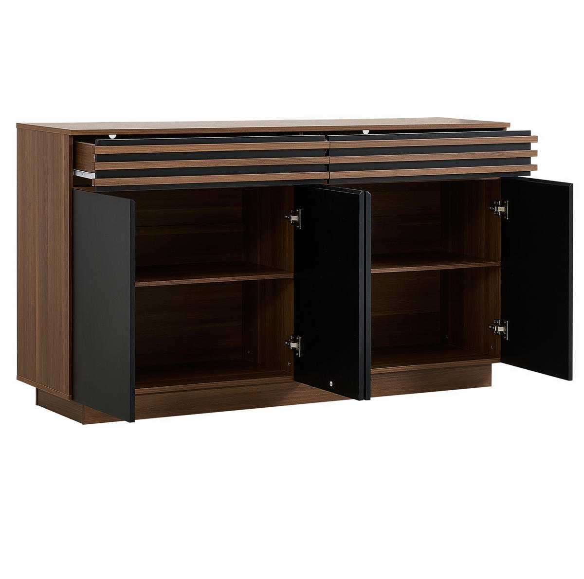 SIDEBOARD 150/40/85 cm Schwarz/Braun aus MDF mit viel Stauraum - Schwarz, Holzwerkstoff (40/85/150cm) - OKWISH