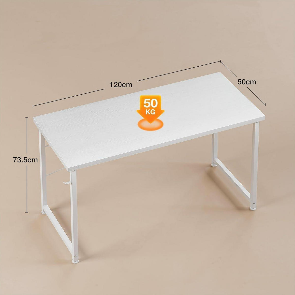 SCHREIBTISCH mit Kopfhörerhalter 120 x 48 cm Weiß - Weiß, Holzwerkstoff (48/120/73.5cm)