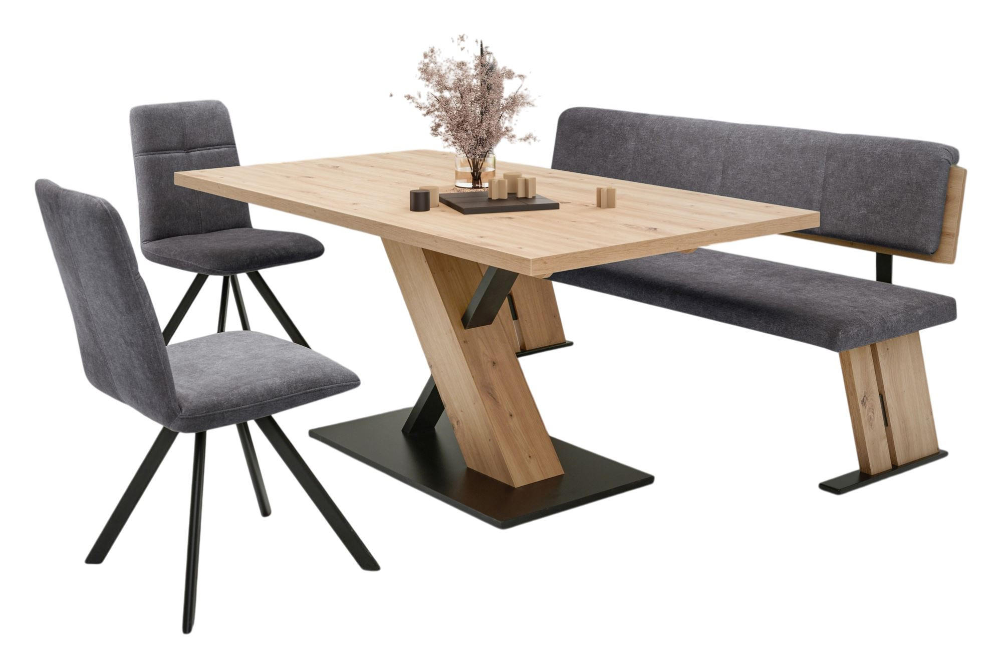 ESSGRUPPE Modern Dolorita 1 für 5 Personen Dekor Artisan Eiche/Grau - Eiche Artisan/Grau, Kunststoff (140/87/60cm) - 58aufmkessel