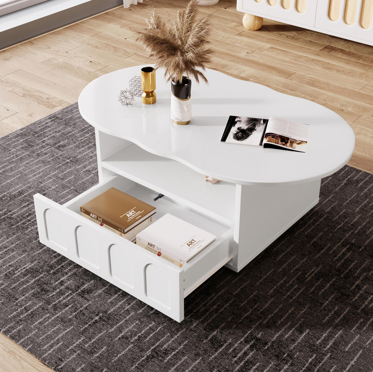 COUCHTISCH mit Schublade 100 x 60 cm Weiß - Weiß, Holzwerkstoff (100/60/40.5cm) - Meubliv