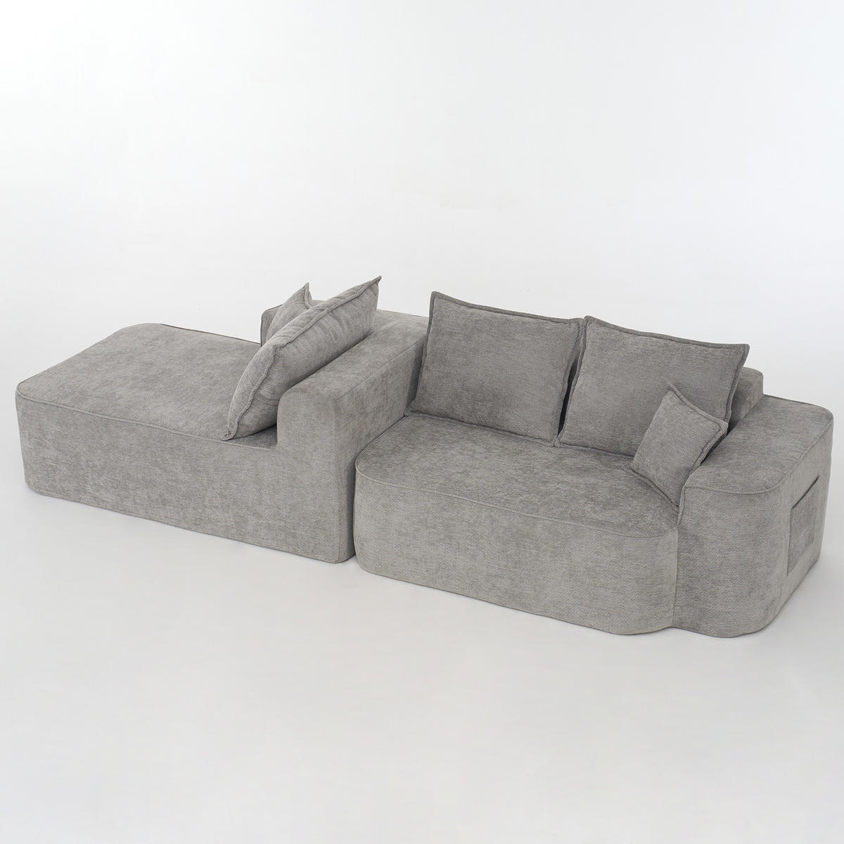 ECKSOFA DE-34653 modularer XXL-Tiefsitz Grau - Grau, Textil (144/262cm) - ComfortXL