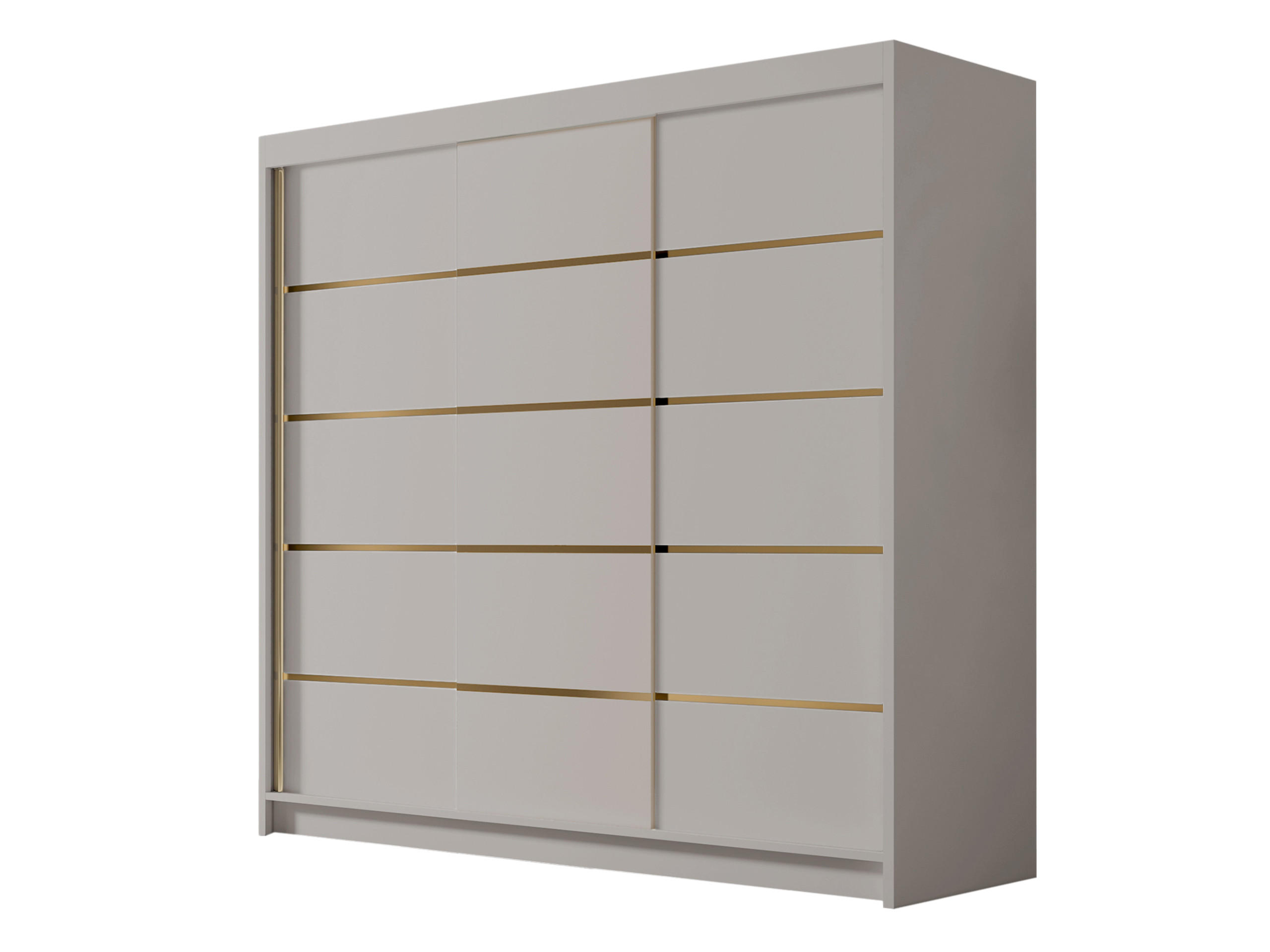 SCHIEBETÜRENSCHRANK Evo VII - Goldfarben/Naturfarben, Holzwerkstoff/Metall (200/215/58cm) - MIRJAN24