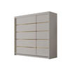 SCHIEBETÜRENSCHRANK Evo VII - Goldfarben/Naturfarben, Holzwerkstoff/Metall (200/215/58cm) - MIRJAN24
