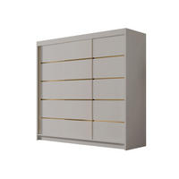 SCHIEBETÜRENSCHRANK Evo VII - Goldfarben/Naturfarben, Holzwerkstoff/Metall (200/215/58cm) - MIRJAN24