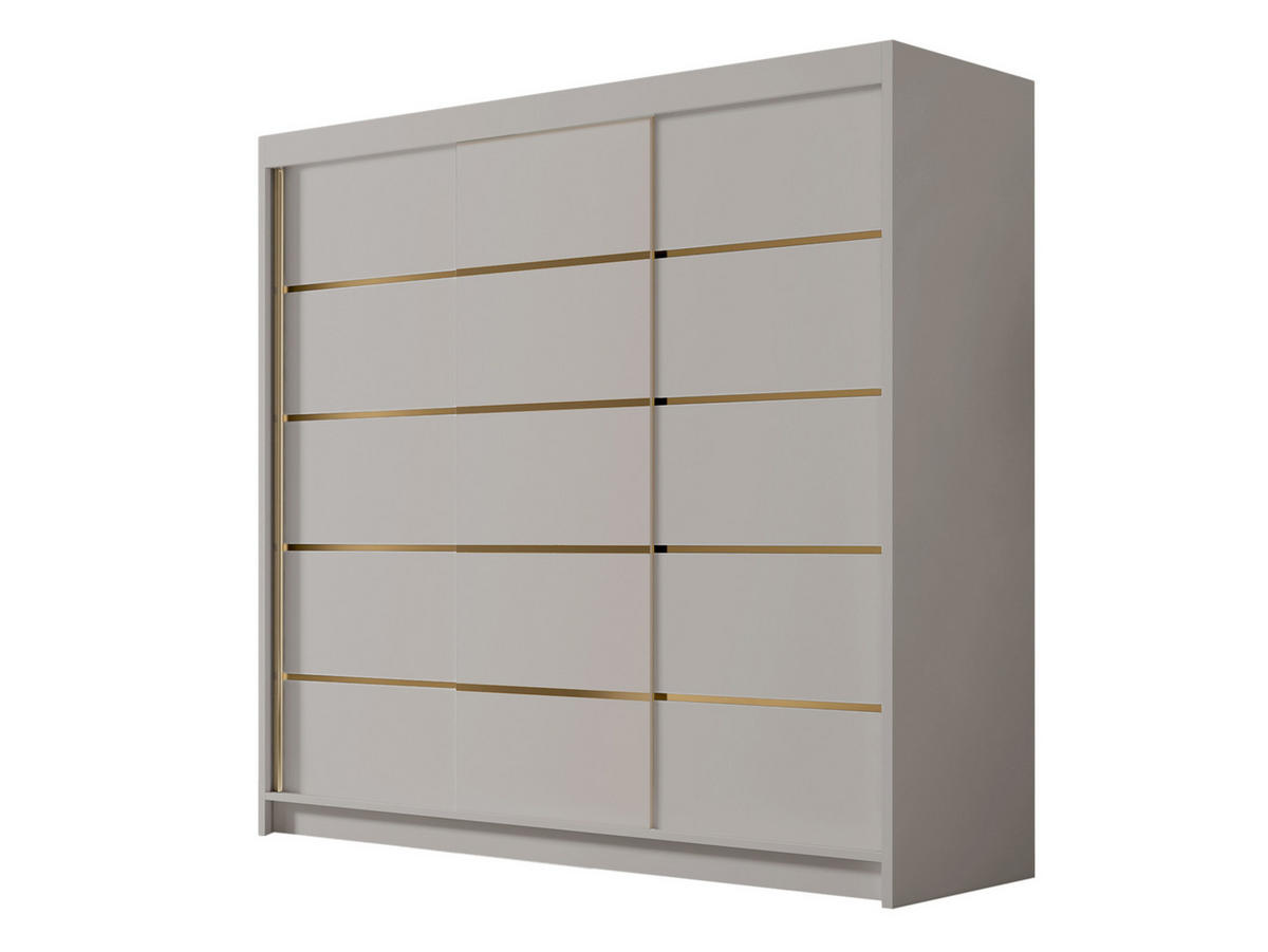SCHIEBETÜRENSCHRANK Evo VII - Goldfarben/Naturfarben, Holzwerkstoff/Metall (200/215/58cm) - MIRJAN24