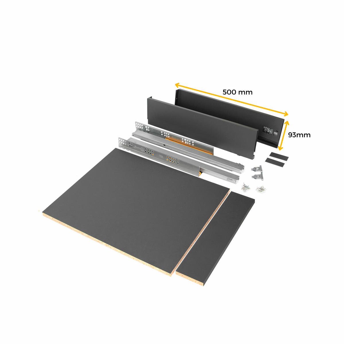SCHUBLADEGARNITUR Vertex für Küche oder Badezimmer, Höhe 93mm, mit Einlegeböden, Modul 450mm, Weiß lackiert - Weiß, Metall (53/8/43.5cm) - EMUCA