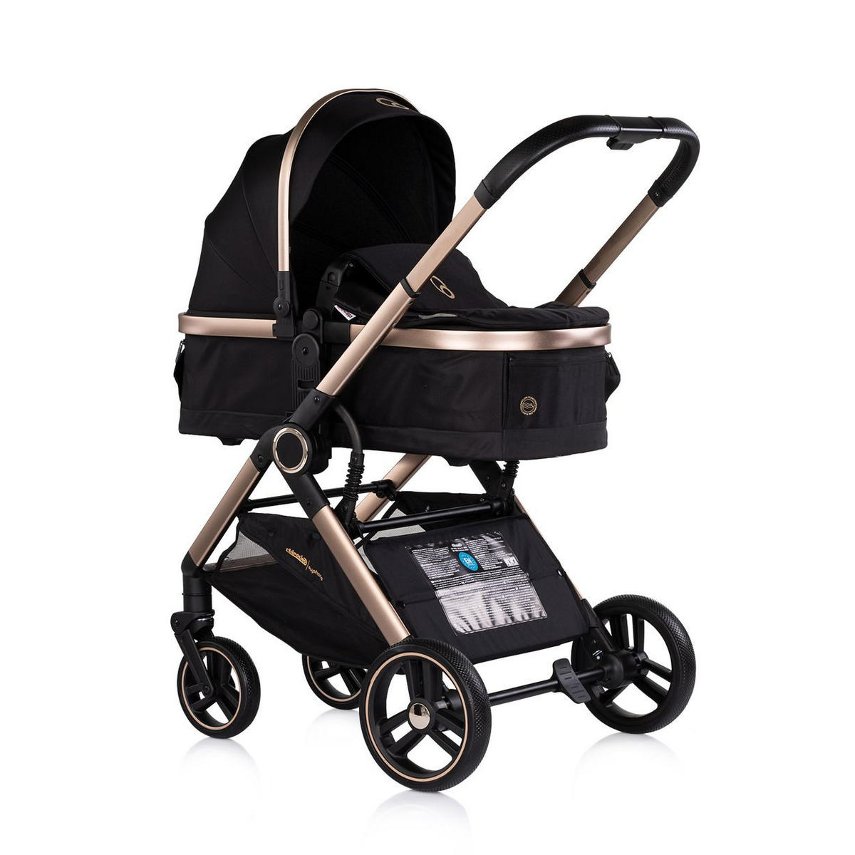 KOMBIKINDERWAGEN Euphoria 3in1 schwarz Sportsitz Babyschale umbaubar klappbar - Schwarz, Metall (88/64/107cm) - Chipolino