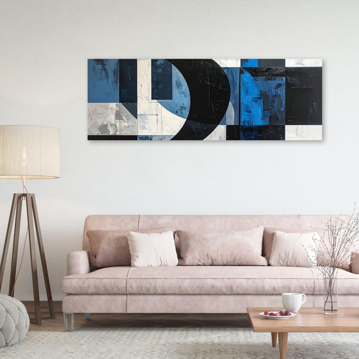 LEINWANDBILD 3D und geometrisch 150x50cm - Blau, Textil (150/50cm) - Feeby