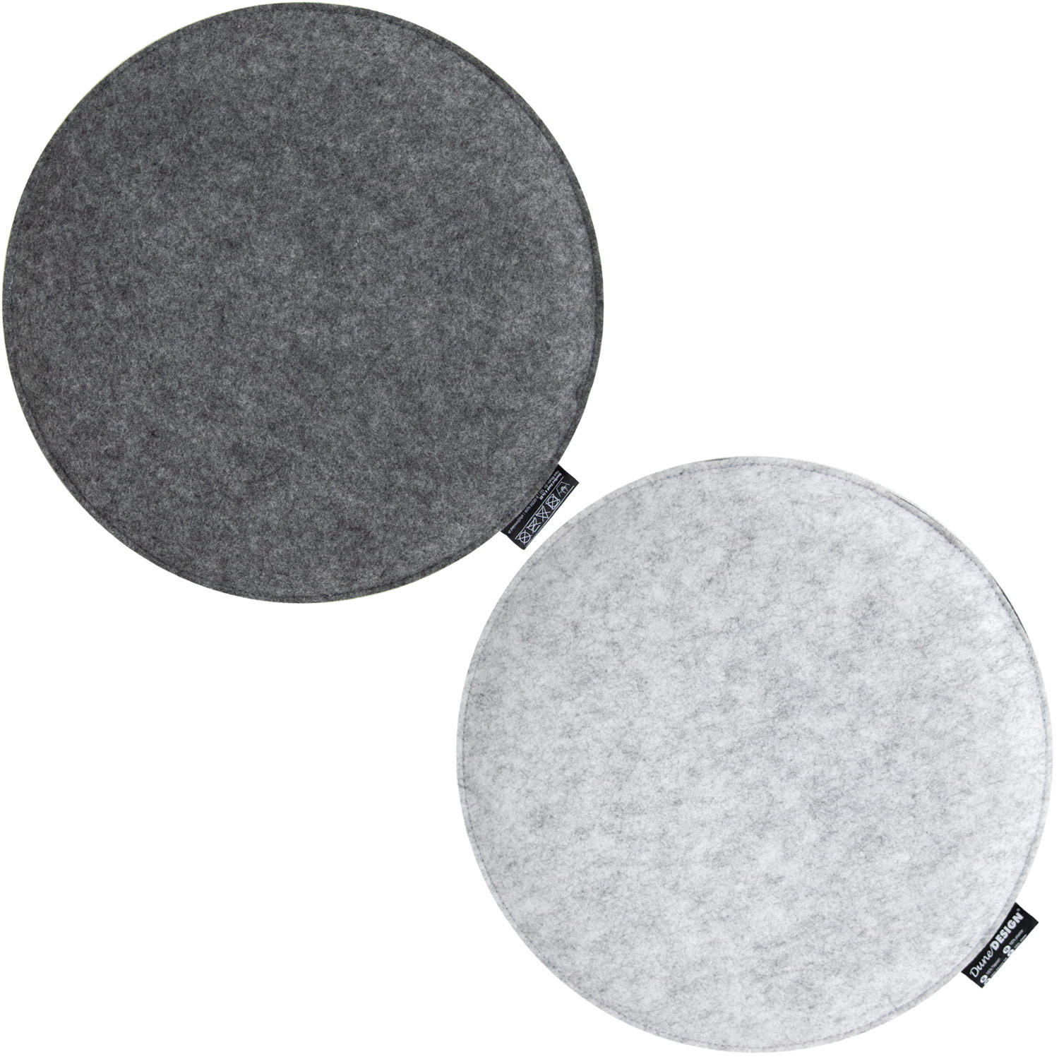 FILZ-SITZKISSEN zum Wenden, 2er Set, Ø 35/3 cm, Grau - Grau, Kunststoff (35cm) - Dunedesign