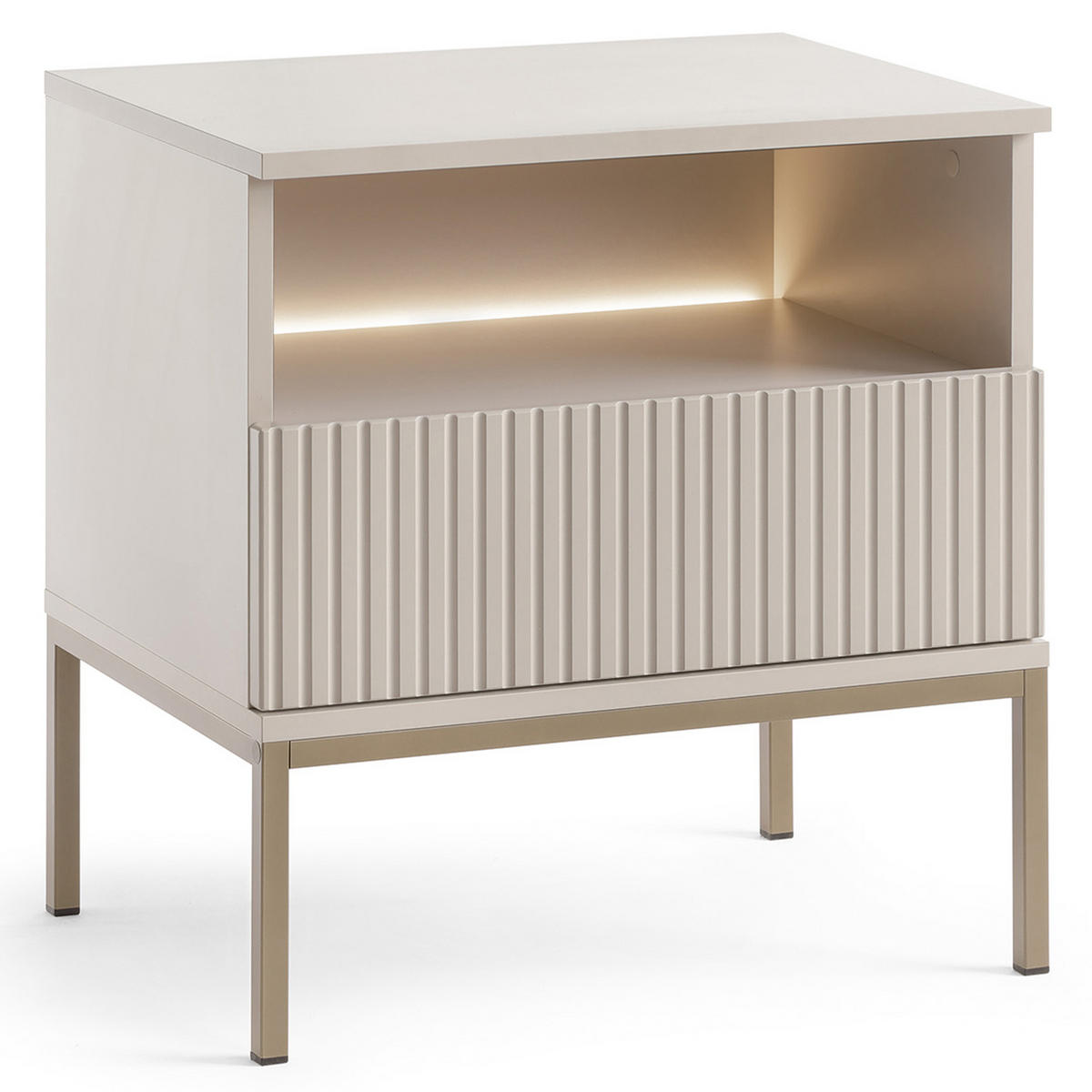 NACHTTISCH FONTE, Cremefarbig - Creme, Holzwerkstoff (56/53/39cm) - KONSIMO®