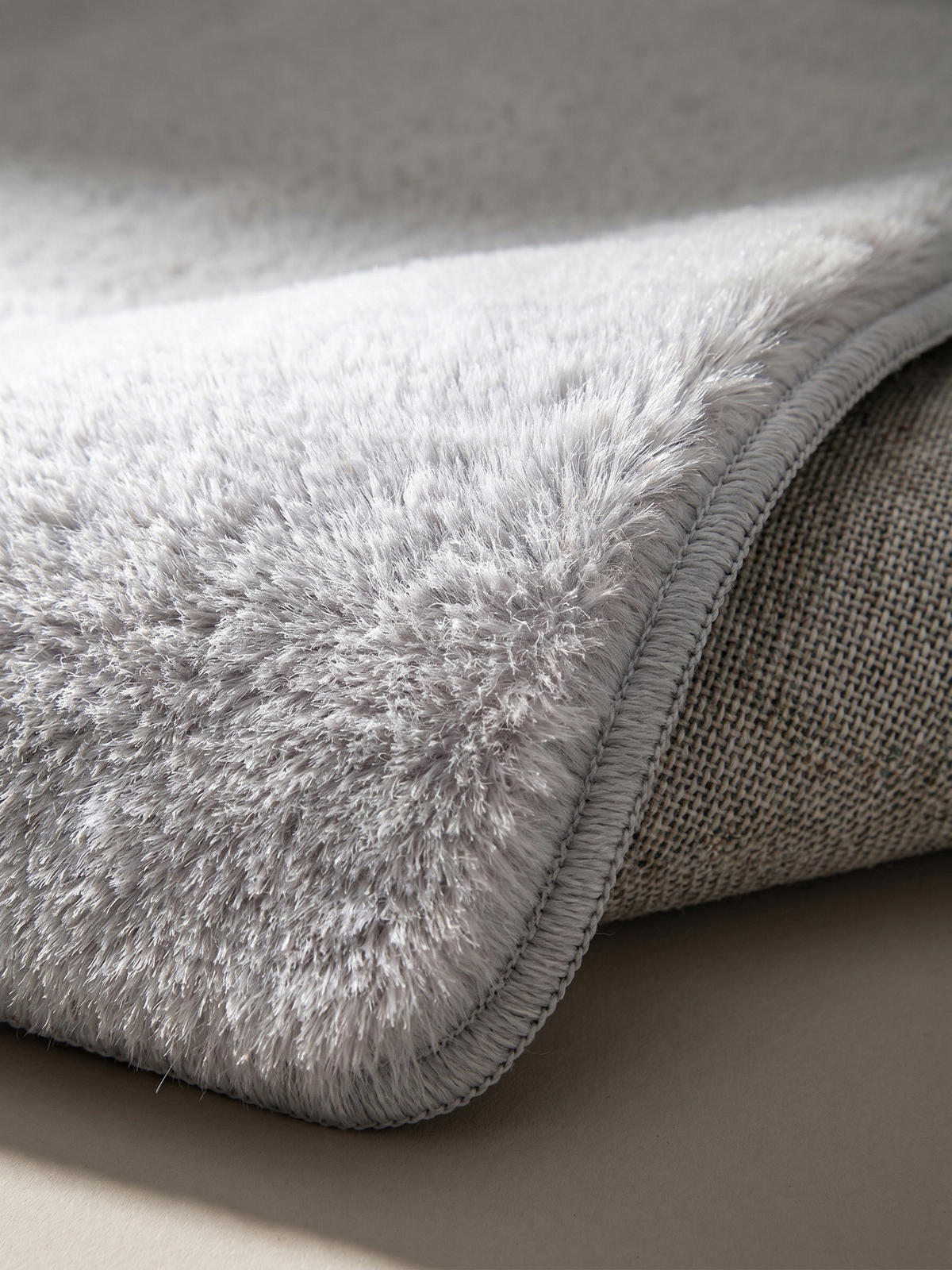 KURZFLORTEPPICH Waschbar NECKAR, einfarbig, aus Polyester, Silber, Ø 120 cm - Silberfarben, Textil (120/120cm) - KADIMA DESIGN